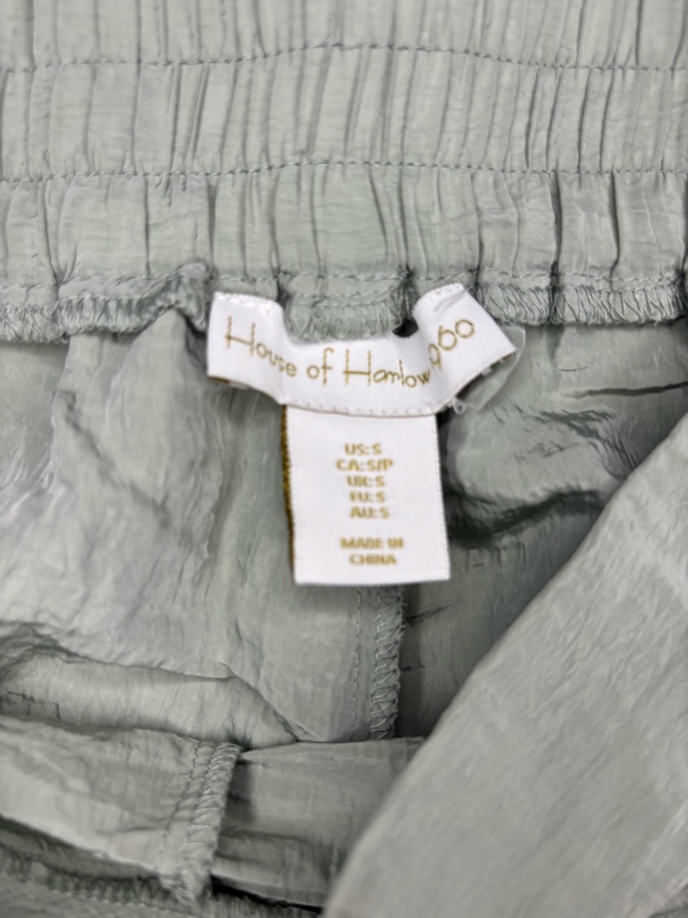 House of Harlow 1960 Sage Green Crinkled Wide-Leg Pants - Picture 3 of 6